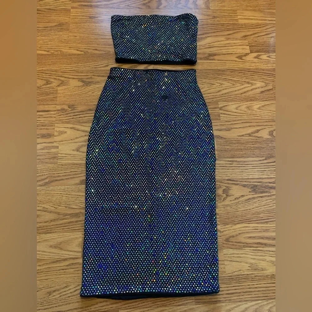 H&M Sparkle Tube Skirt Set size xs - Picture 2 of 8